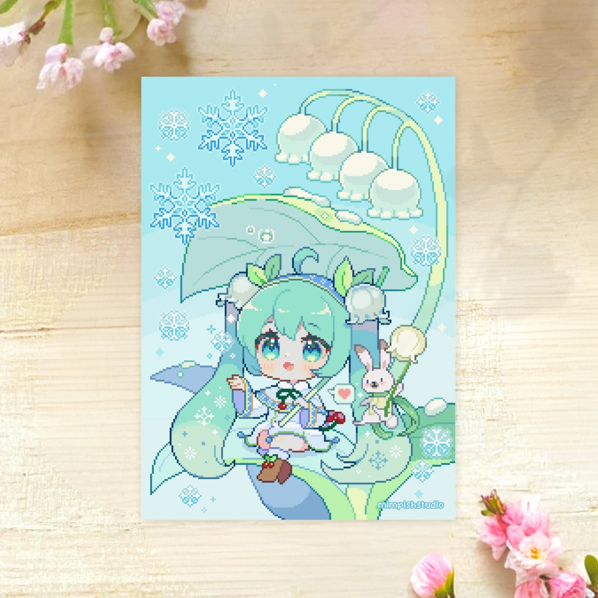 Snow Miku A5 Pixel Art Print