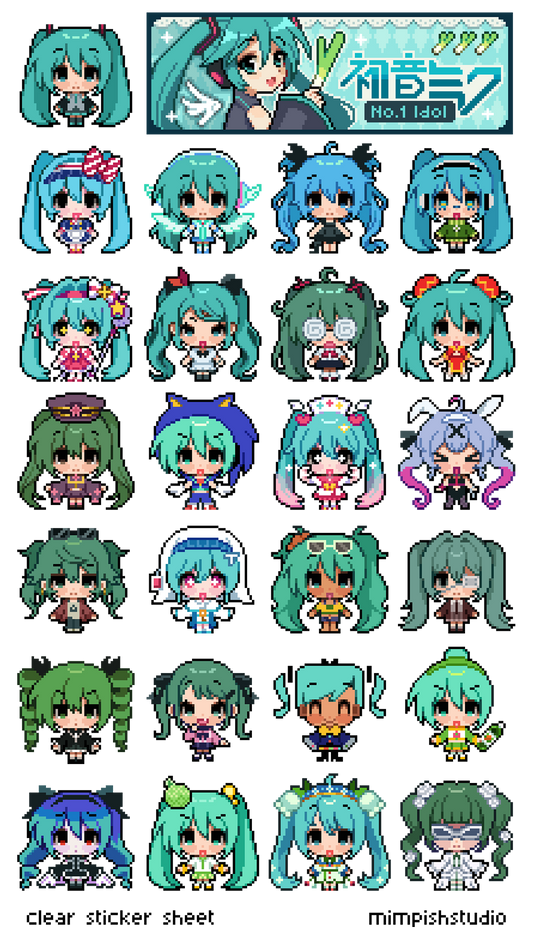 mini miku sticker sheet