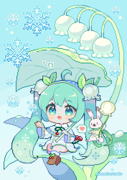 Snow Miku A5 Pixel Art Print